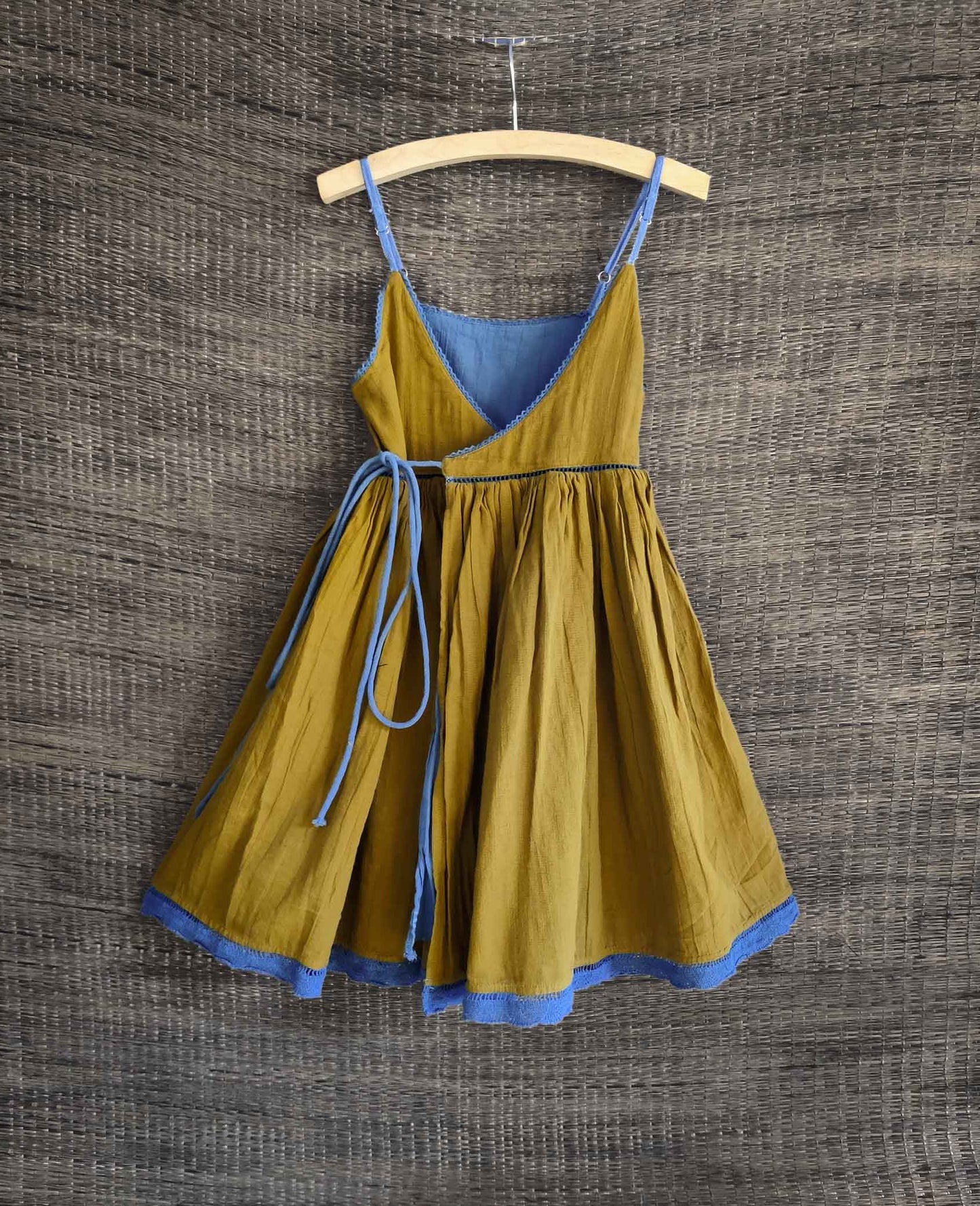 Reversible wrap Dress - Rain Blue+Olive